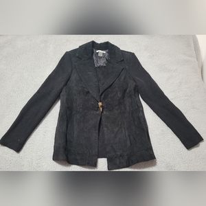 Peter Nygard Black Suede Long Sleeve Jacket Size Medium